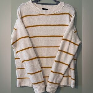 J. Crew White and Gold Striped Sweater